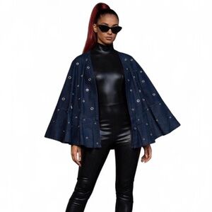 Stylish Denim Cape with Flared bottom